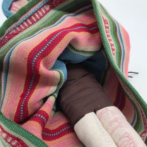 Handmade South American Folk Art Doll With Babies Tapestry Dress & Bonnet 12" - Picture 10 of 11